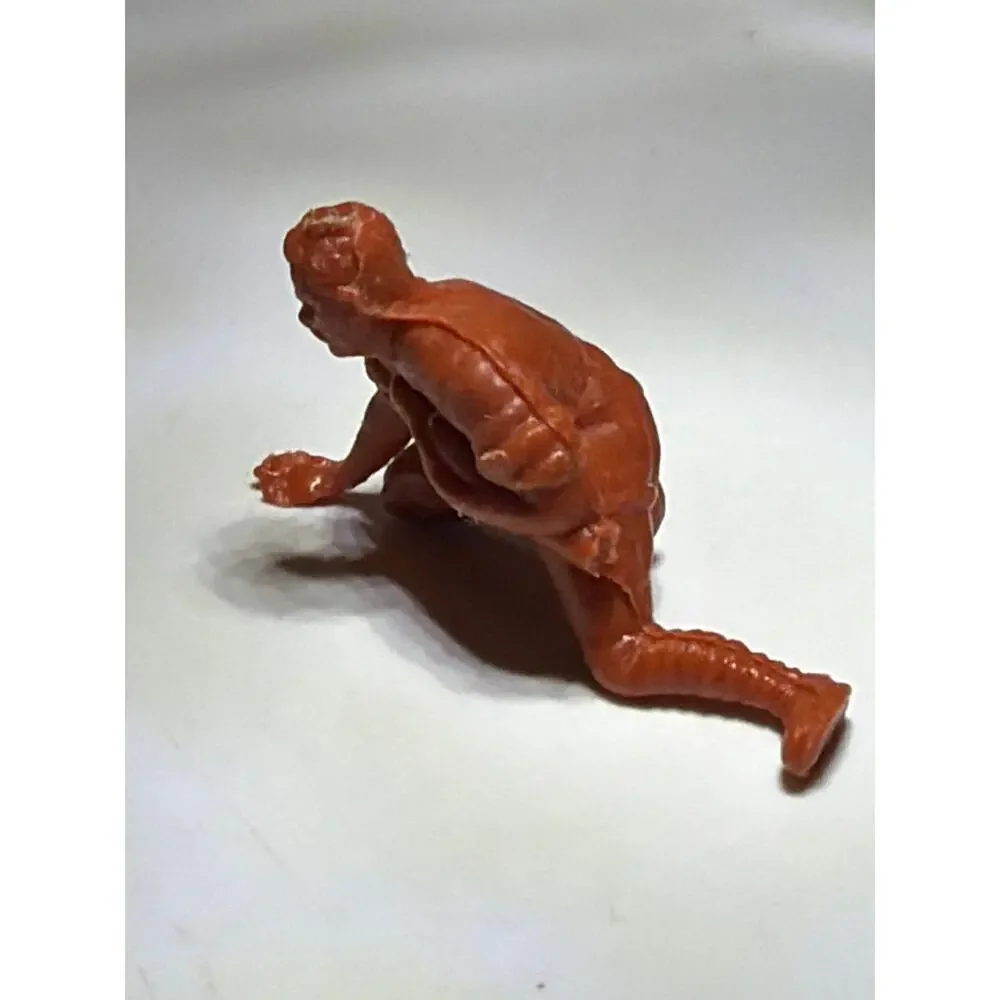 Vintage Brown Plastic Wounded Crawling Soldier Figure Military Toy Unmarked 1.5
